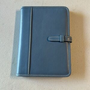 New Coach Blue Leather Photo Book. 10 Double Sided Plastic Pages-20-4”x6”.  +Bag